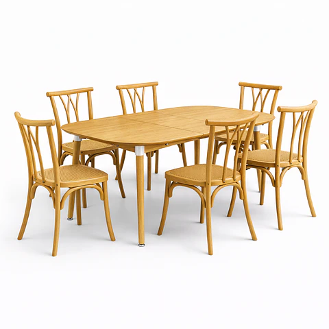 Mesa Extensible 3 en 1 Wood + Sillas Crosswood de Madera