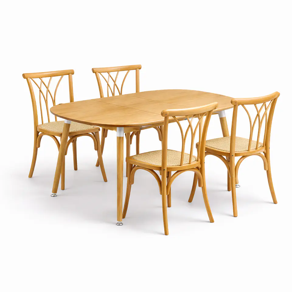 Mesa Extensible 3 en 1 Wood + Sillas Crosswood de Madera 2