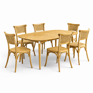 Mesa Extensible 3 en 1 Wood + Sillas Toscana de Madera