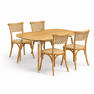 Mesa Extensible 3 en 1 Wood + Sillas Toscana de Madera