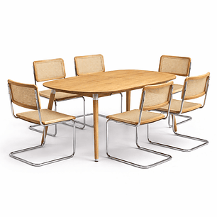 Mesa Extensible 3 en 1 Wood + Sillas Breuer de Madera