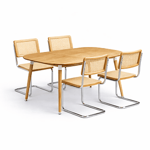 Mesa Extensible 3 en 1 Wood + Sillas Breuer de Madera