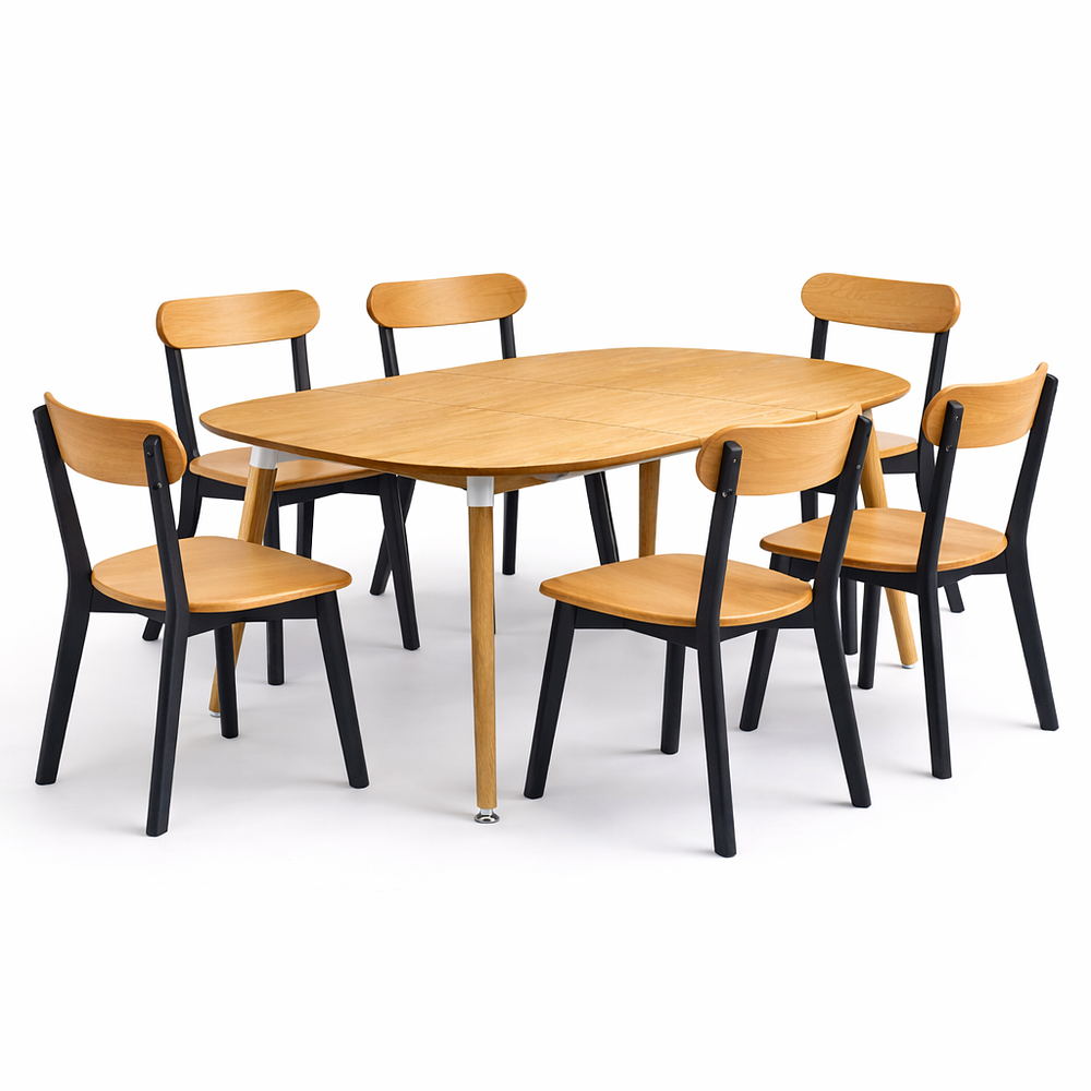 Comedor Extensible 3 en 1 + Sillas Soma de Madera 4