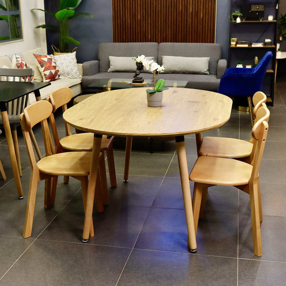 Comedor Extensible 3 en 1 + Sillas Soma de Madera 5