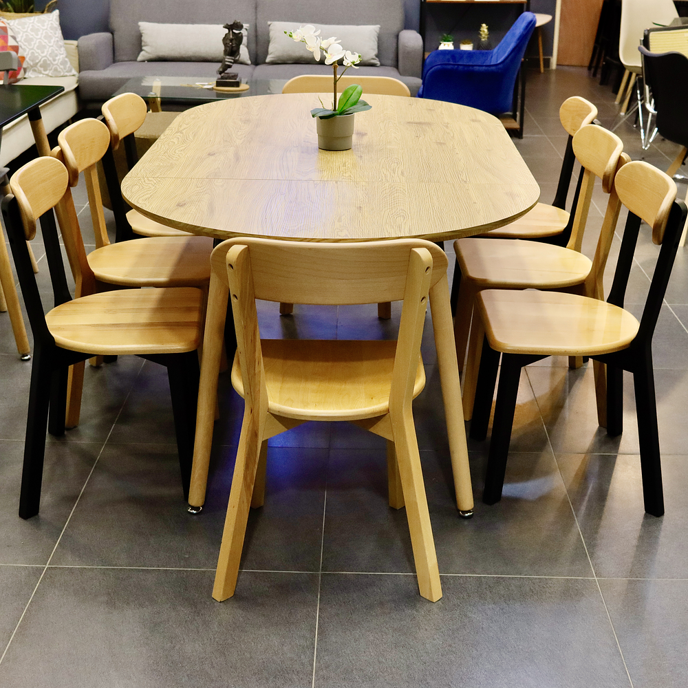 Comedor Extensible 3 en 1 + Sillas Soma de Madera 8