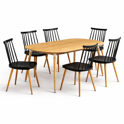 Comedor Extensible 3 en 1 + Sillas Windsor Retro