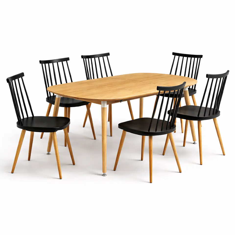 Comedor Extensible 3 en 1 + Sillas Windsor Retro 1