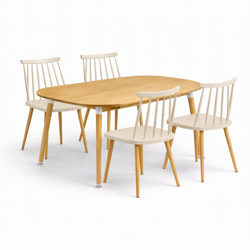 Comedor Extensible 3 en 1 + Sillas Windsor Retro 5