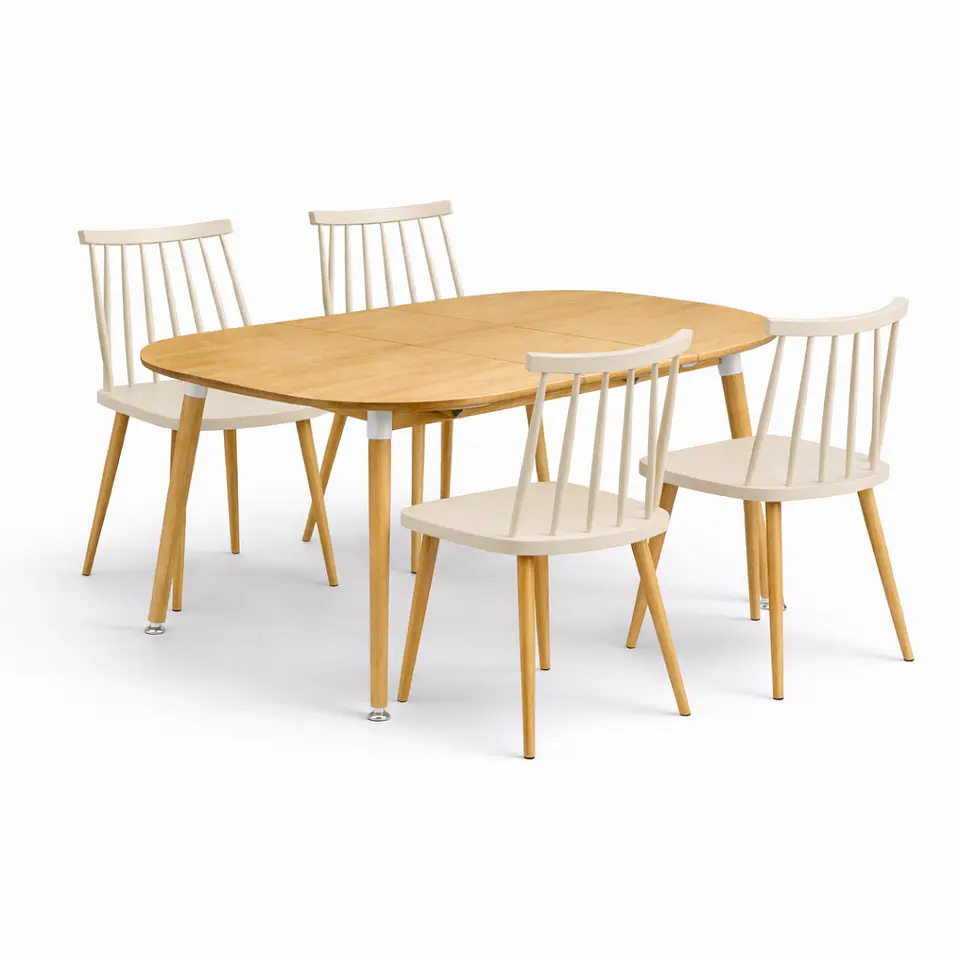 Comedor Extensible 3 en 1 + Sillas Windsor Retro 5