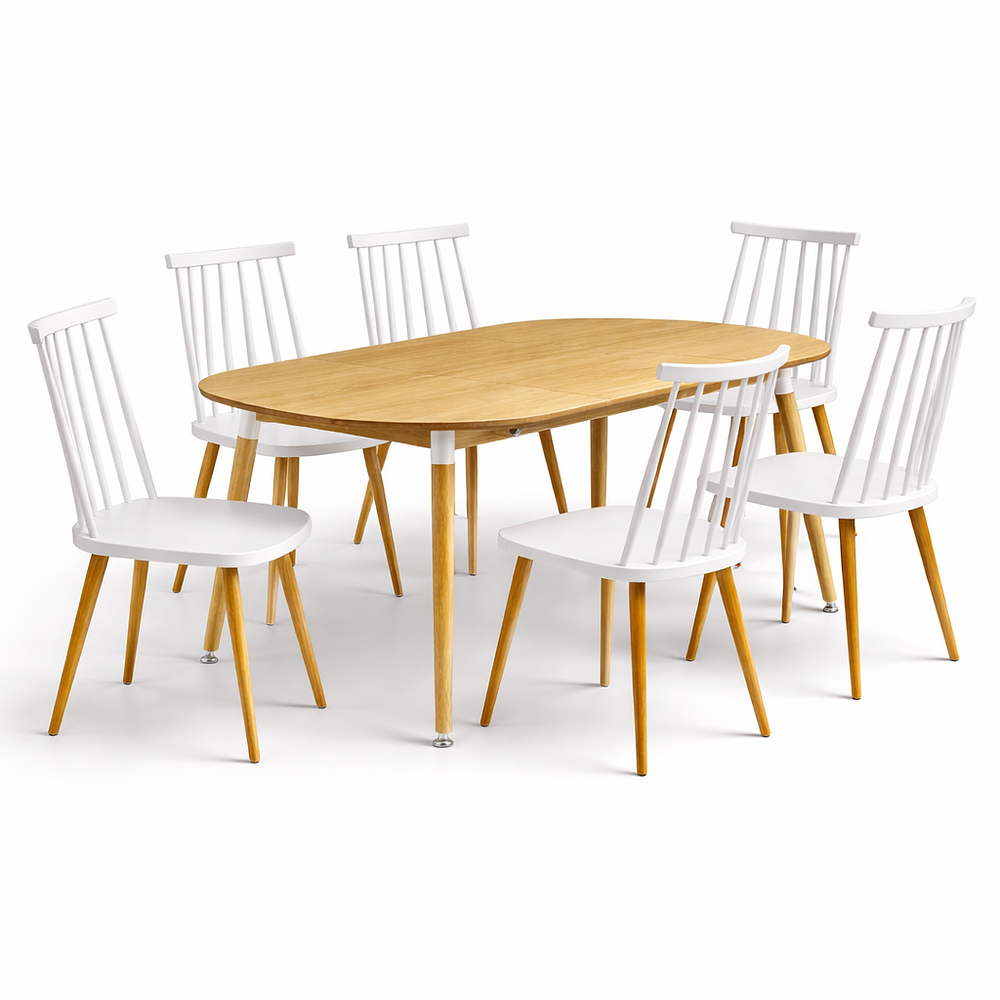 Comedor Extensible 3 en 1 + Sillas Windsor Retro 6