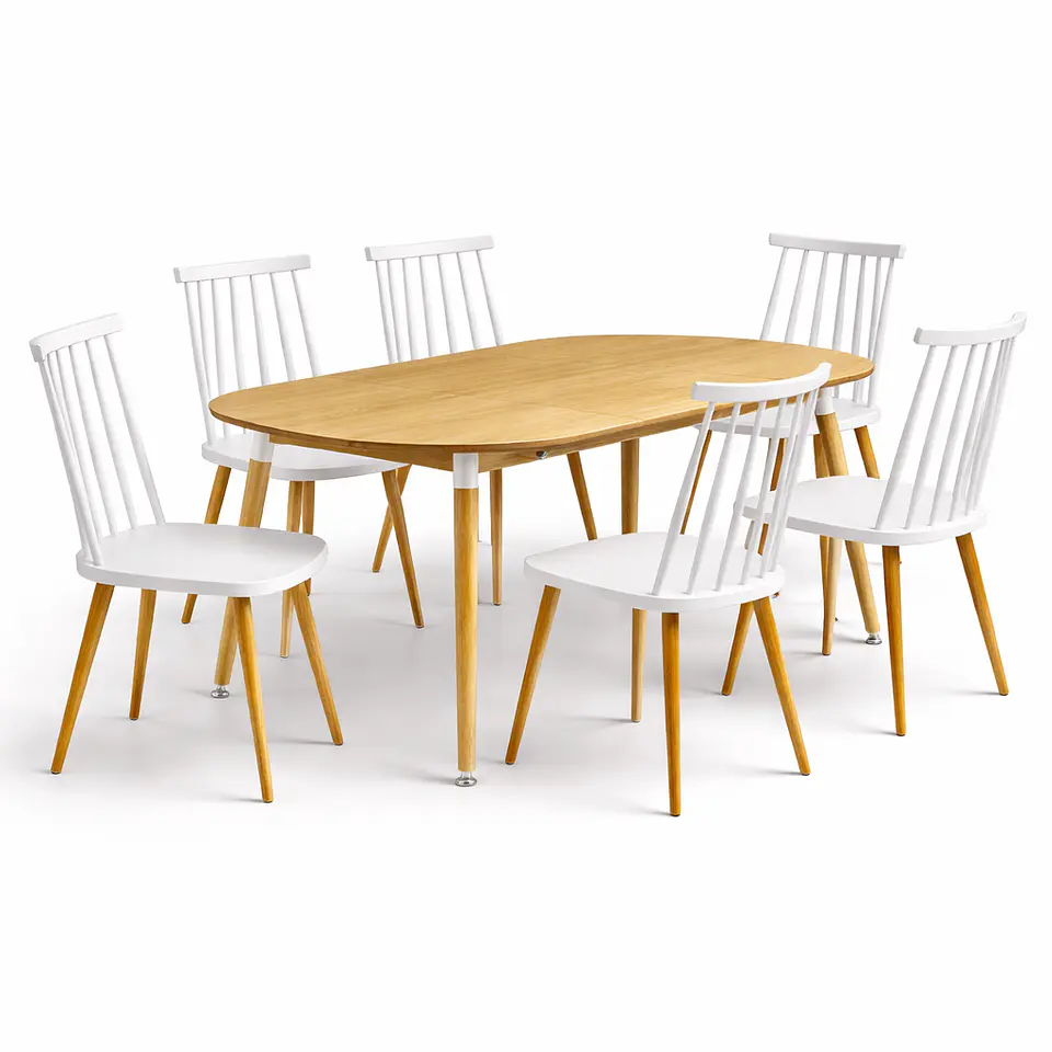 Comedor Extensible 3 en 1 + Sillas Windsor Retro 6