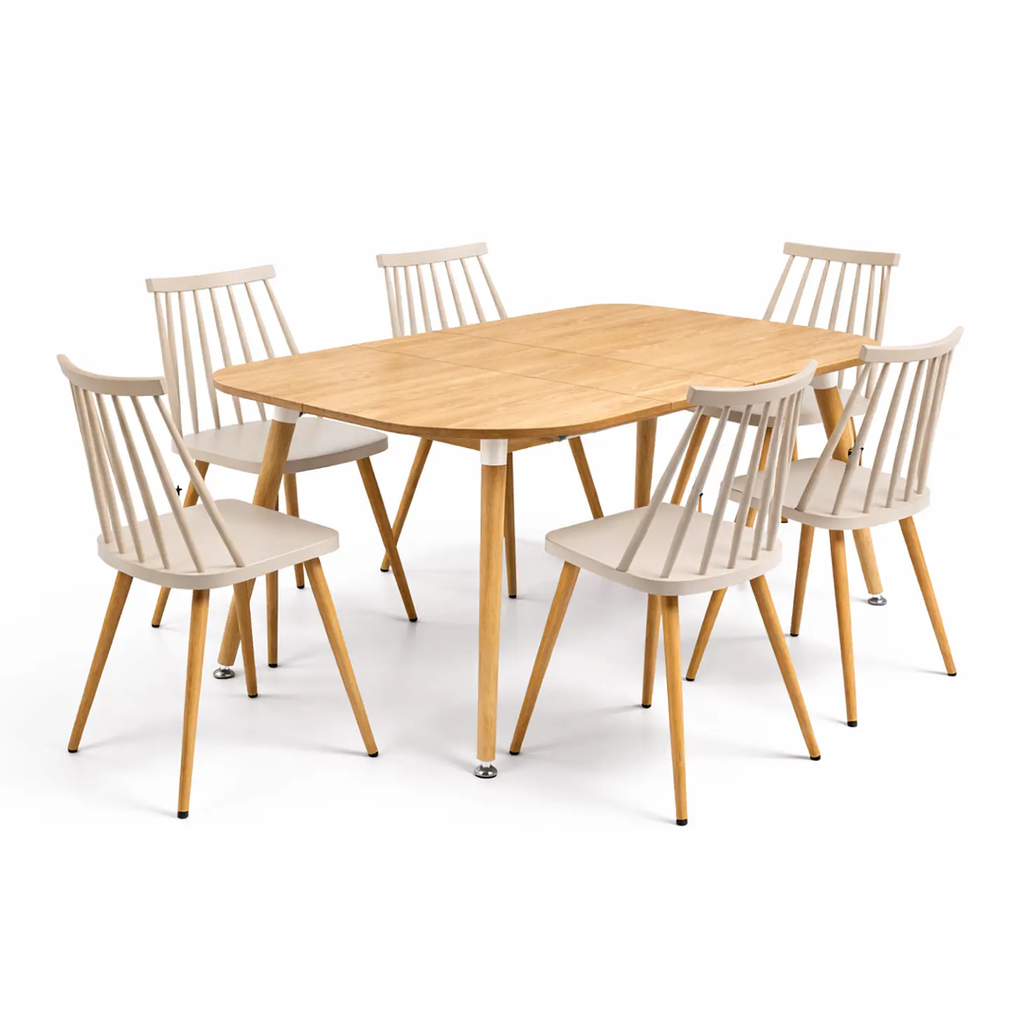 Comedor Extensible 3 en 1 + Sillas Windsor Retro 8