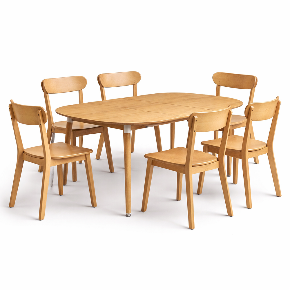 Comedor Extensible 3 en 1 Wood 100, 140, 180cm + Sillas Soma 1