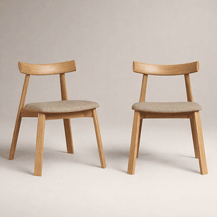 Pack de 2 Sillas Yuan de Madera Tapiz de Lino