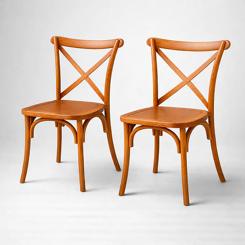 Pack de 2 Sillas Crossback Oak Café Estilo Europeo