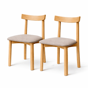 Pack de 2 Sillas Yuan de Madera Tapiz de Lino