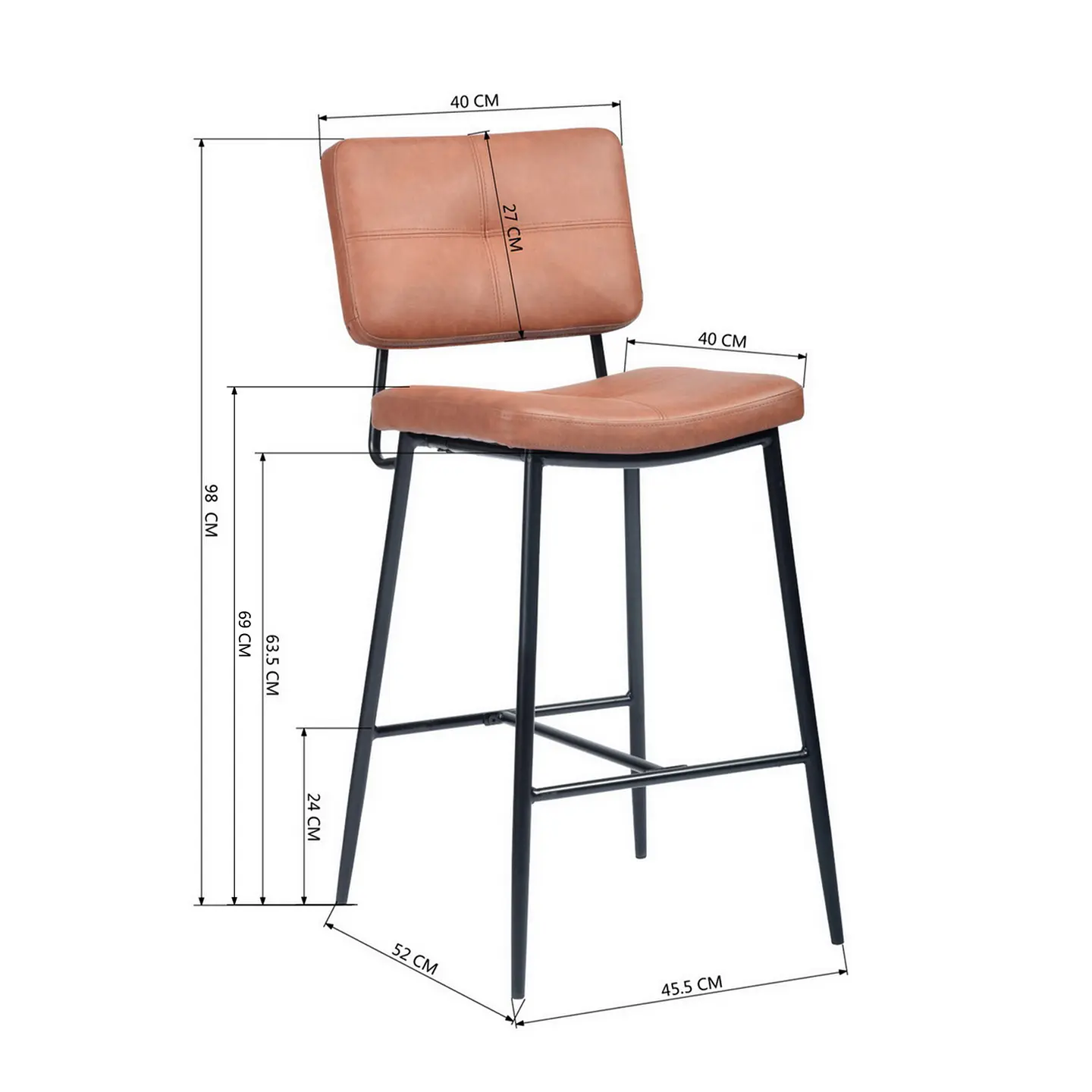 Pack de 2 Taburetes Vintage Industriales 65cm 6