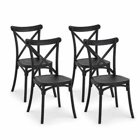 Pack de Sillas Crossback Danubio Negro de Polipropileno