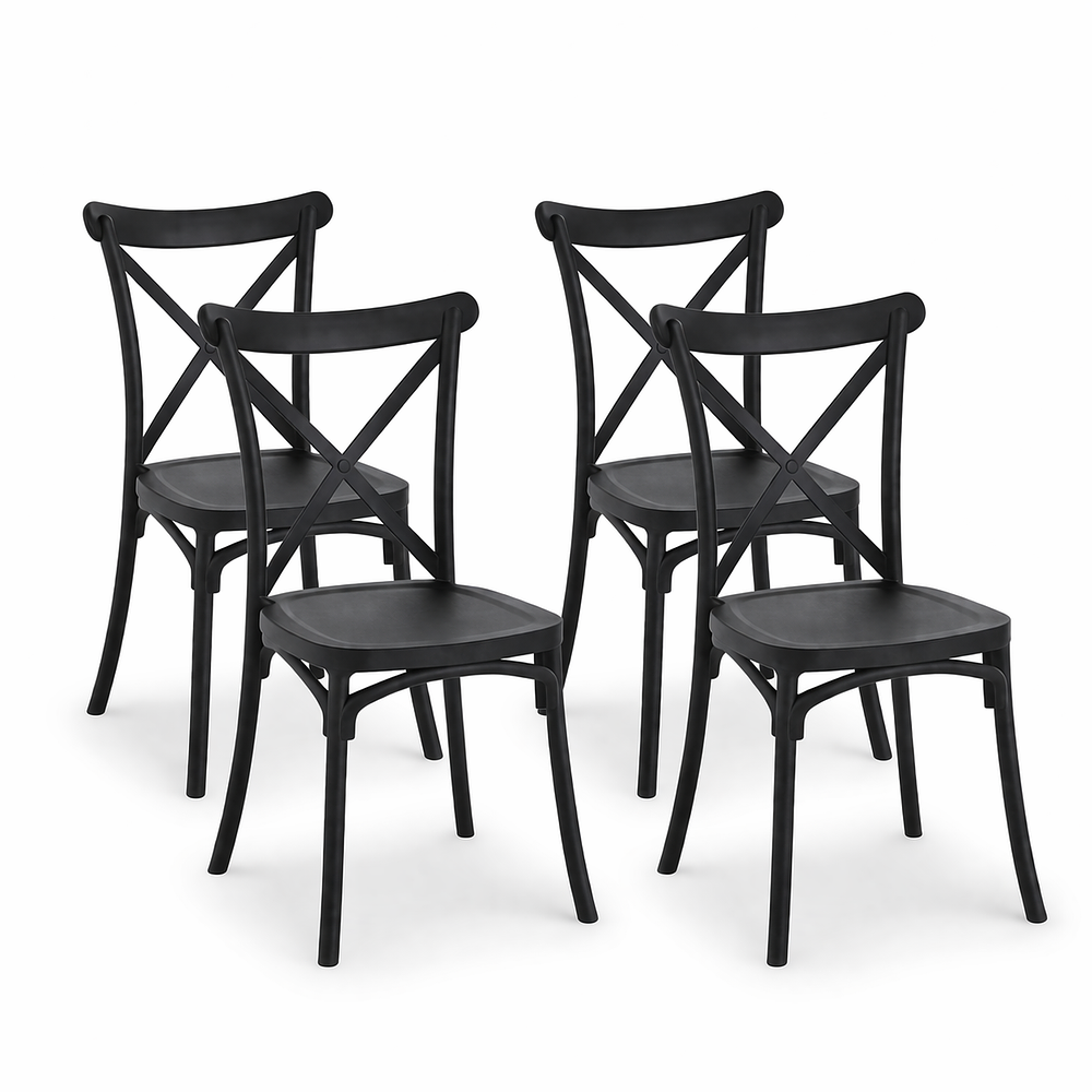 Pack de Sillas Crossback Danubio Negro de Polipropileno 2