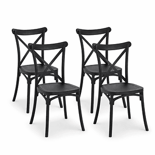 Pack de Sillas Crossback Danubio Negro de Polipropileno