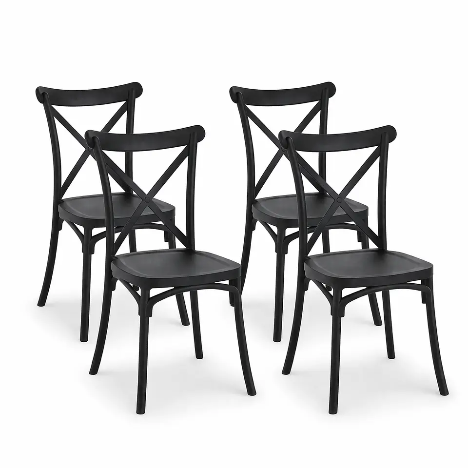 Pack de Sillas Crossback Danubio Negro de Polipropileno 2