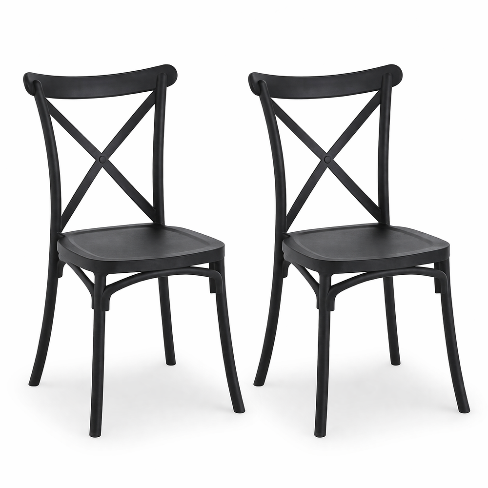 Pack de Sillas Crossback Danubio Negro de Polipropileno 1