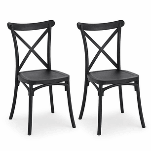 Pack de Sillas Crossback Danubio Negro de Polipropileno