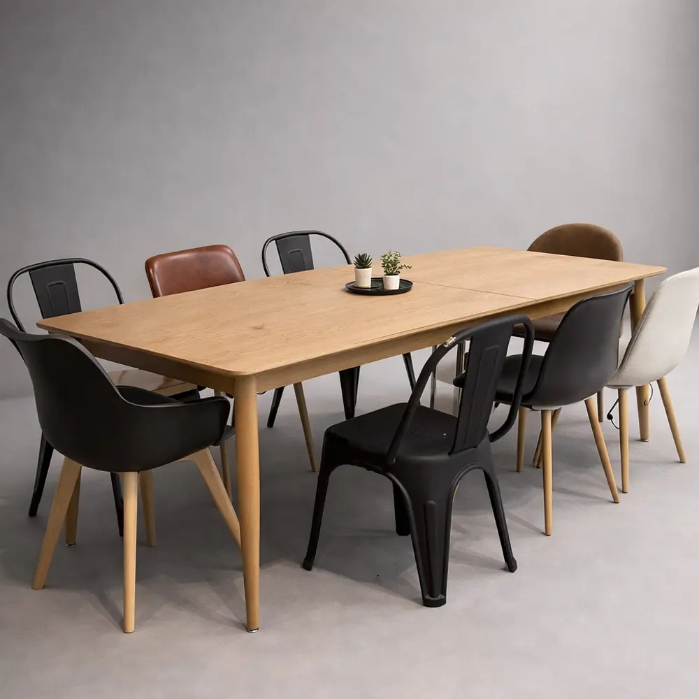 Mesa Extensible Rectangular 2 en 1 - 160cm-200cm x 90cm Natural  5