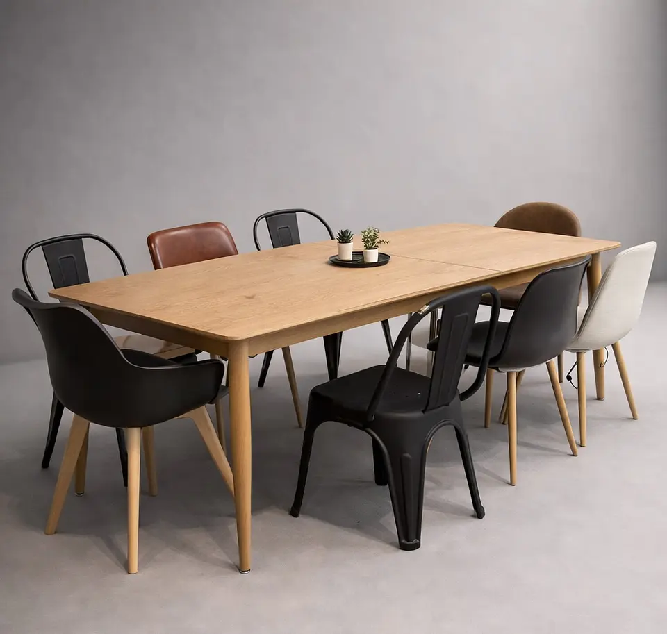 Mesa Extensible Rectangular 2 en 1 - 160cm-200cm x 90cm Natural  5