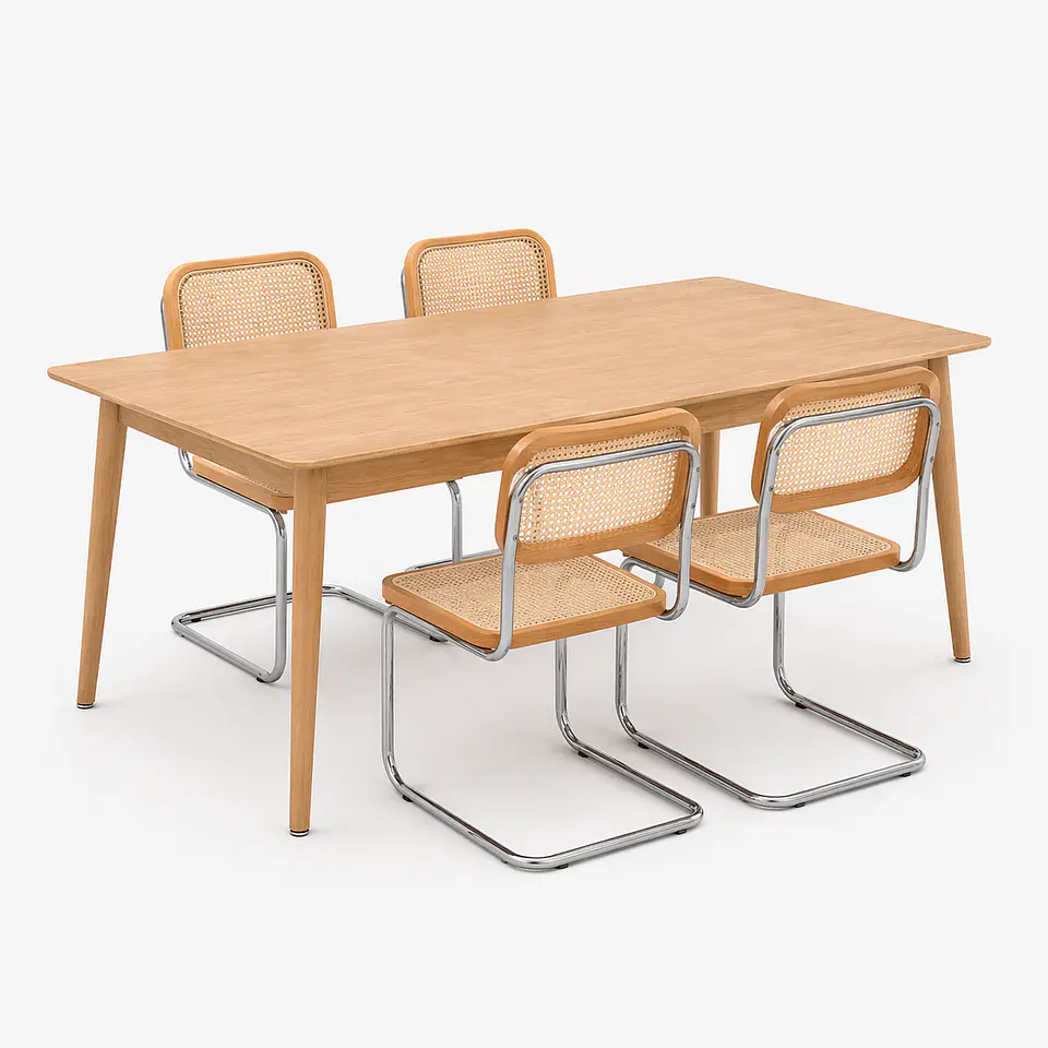 Juego de Comedor Mesa Extensible 2 en 1 (160x90cm a 200x90cm) + Sillas Breuer Top 2