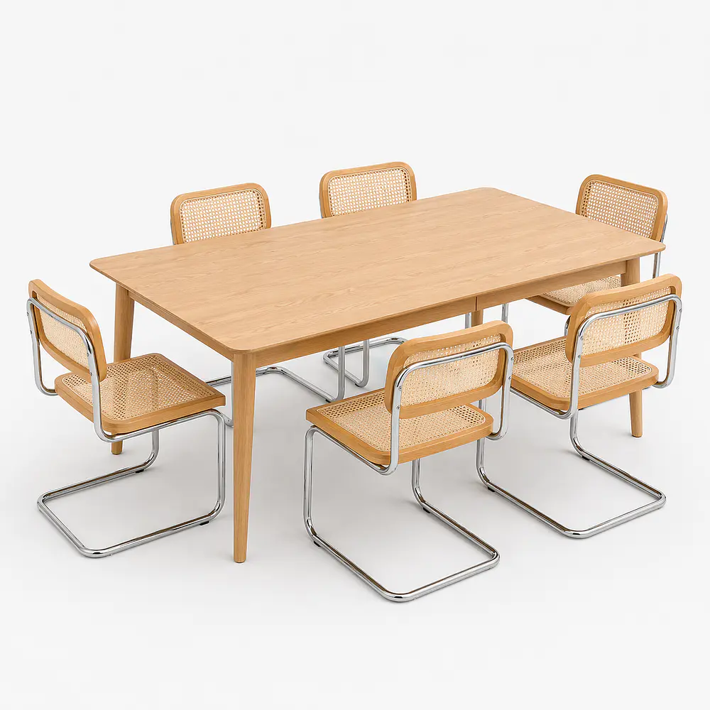 Juego de Comedor Mesa Extensible 2 en 1 (160x90cm a 200x90cm) + Sillas Breuer Top 1