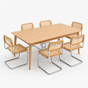 Juego de Comedor Mesa Extensible 2 en 1 (160x90cm a 200x90cm) + Sillas Breuer Top