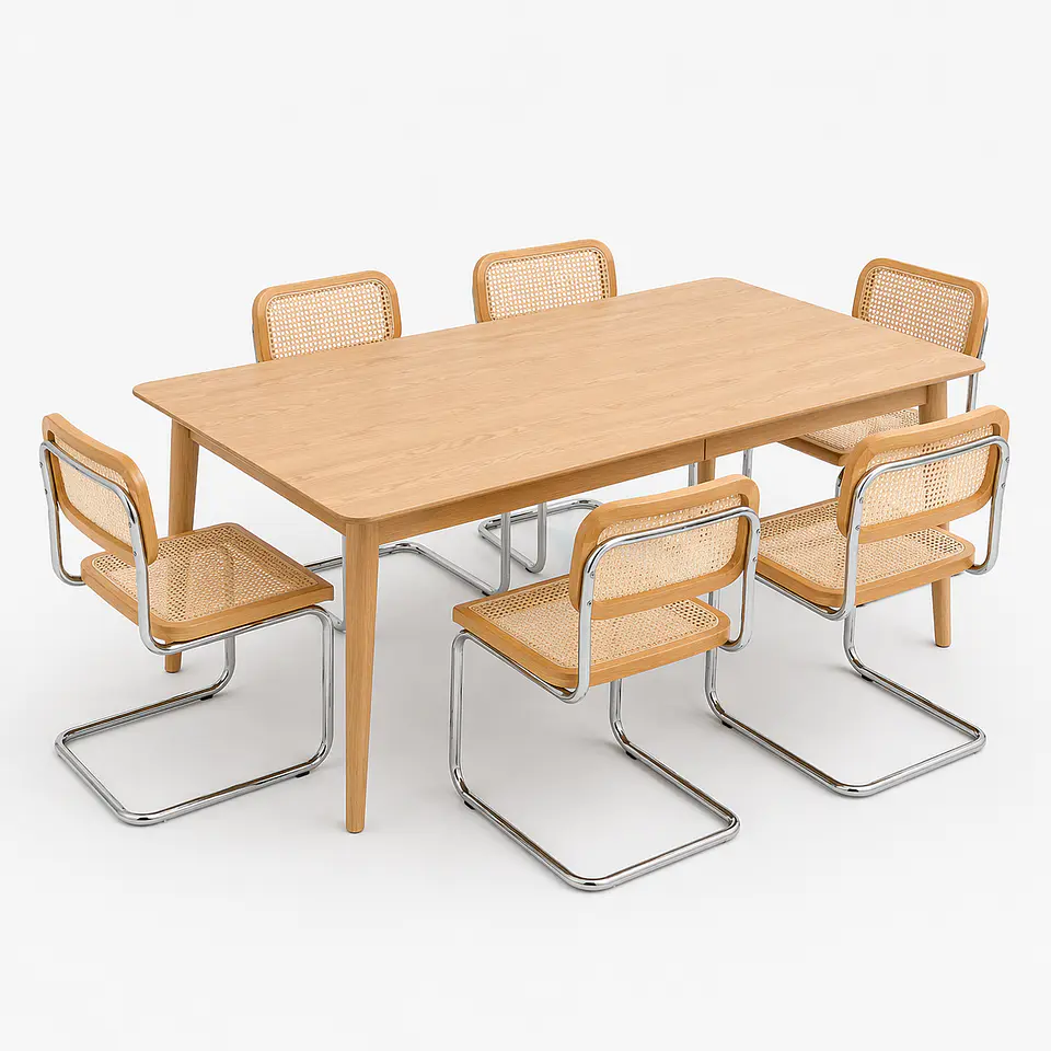 Juego de Comedor Mesa Extensible 2 en 1 (160x90cm a 200x90cm) + Sillas Breuer Top 1