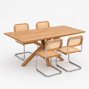 Mesa Ohmioh Rectangular + Sillas Breuer Top 