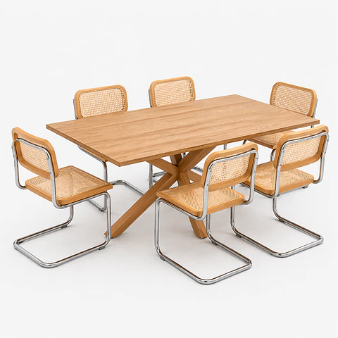 Mesa Ohmioh Rectangular + Sillas Breuer Top 
