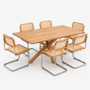 Mesa Ohmioh Rectangular + Sillas Breuer Top 