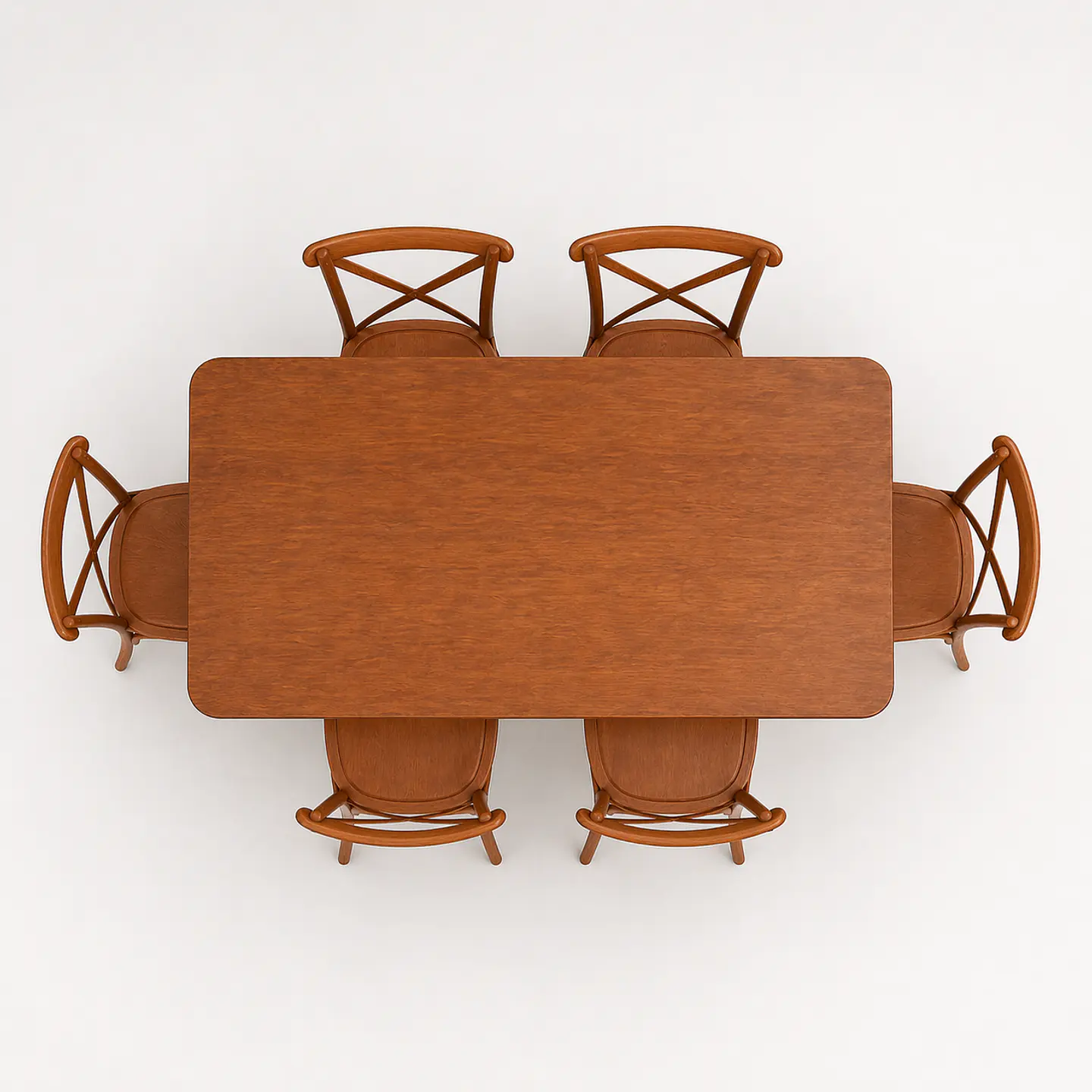 Set de Comedor Wallnut Mesa Komoro Rectangular + Sillas Crossback Basic Oak 5