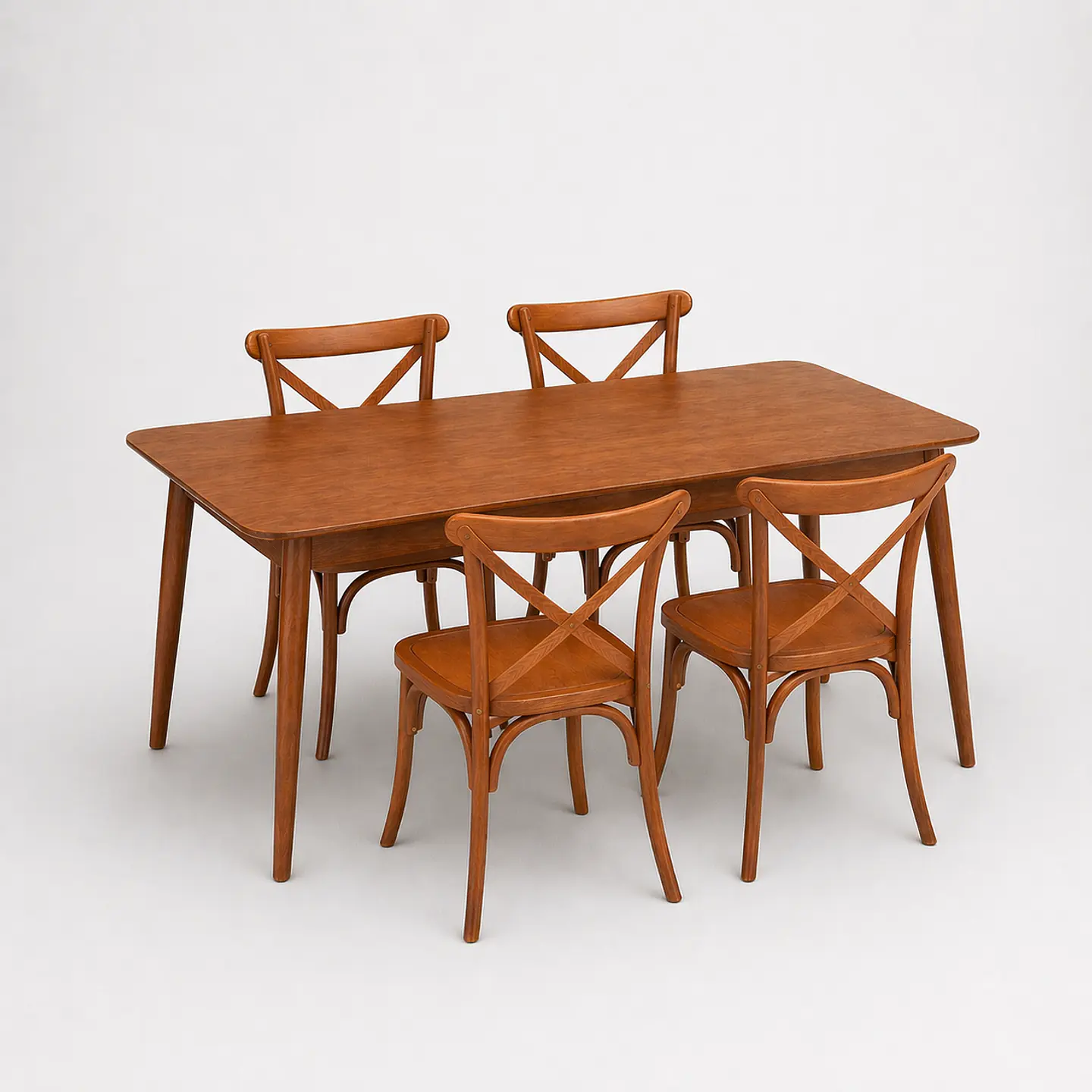 Set de Comedor Wallnut Mesa Komoro Rectangular + Sillas Crossback Basic Oak 2