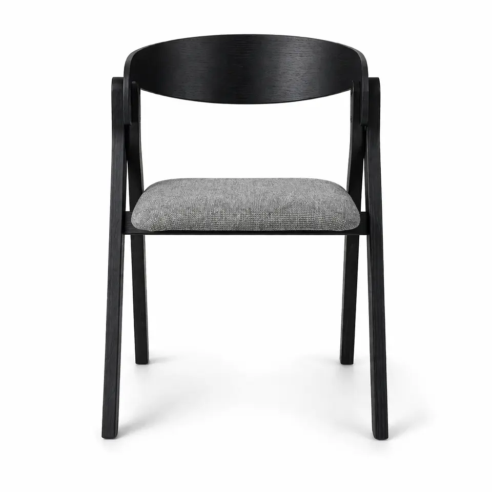 Silla Atelier de Madera y Asiento Acolchado de Lino 1