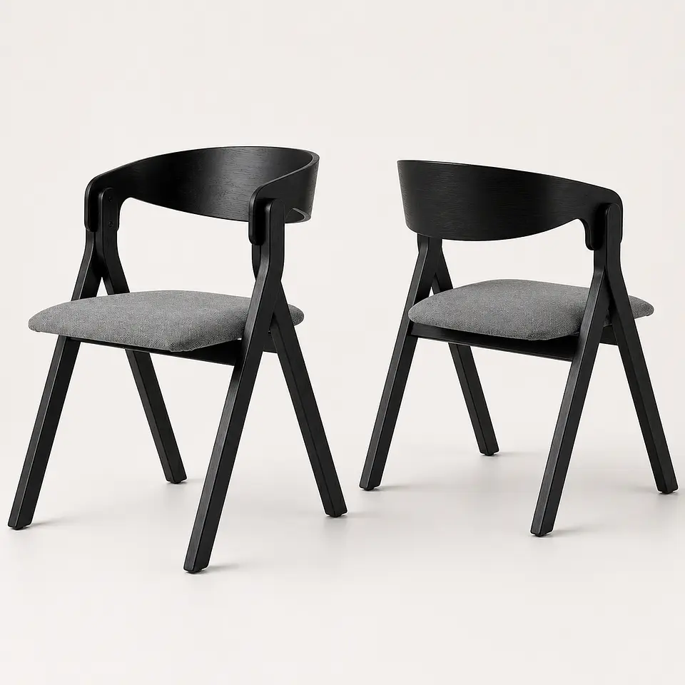 Silla Atelier de Madera y Asiento Acolchado de Lino 3