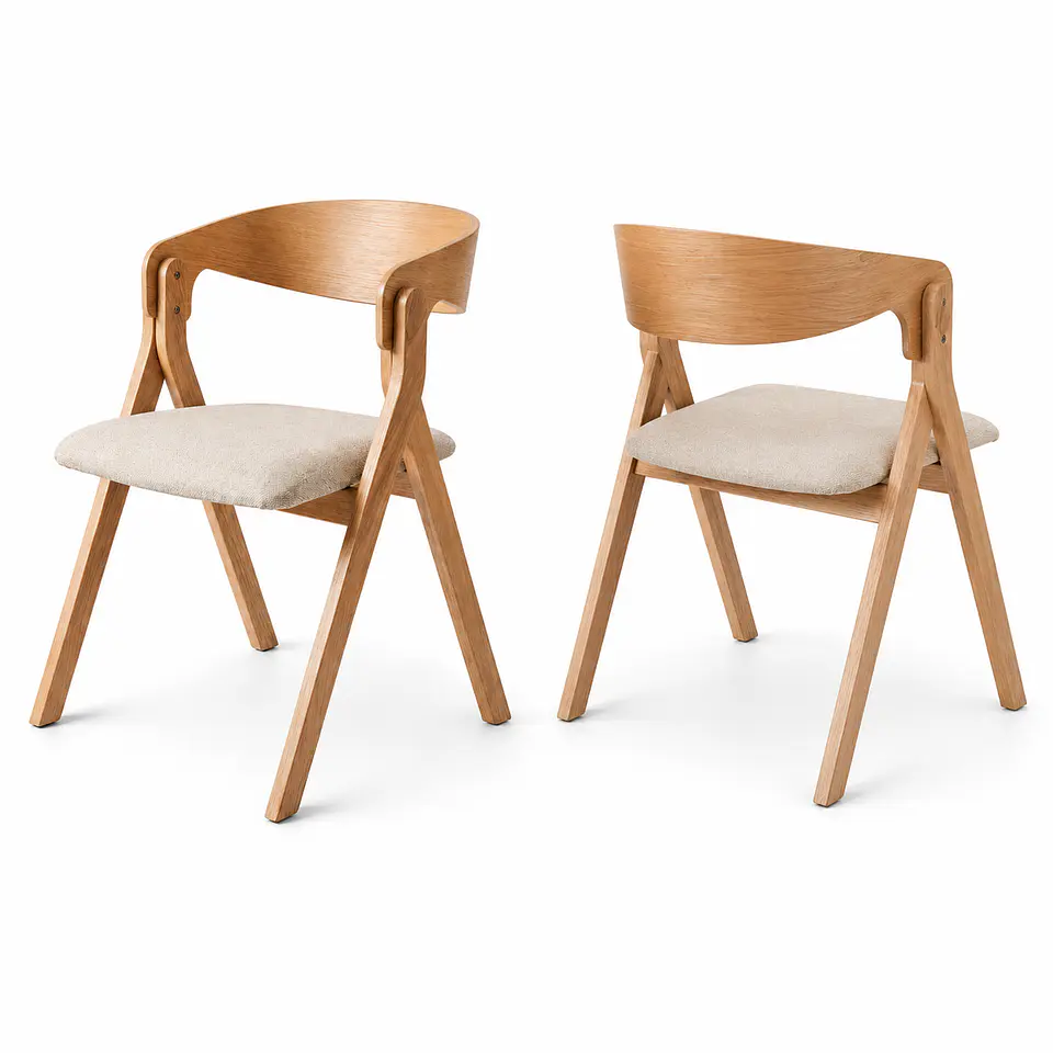 Silla Atelier de Madera y Asiento Acolchado de Lino 4