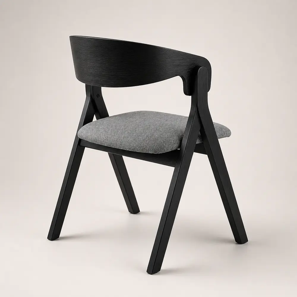 Silla Atelier de Madera y Asiento Acolchado de Lino 12