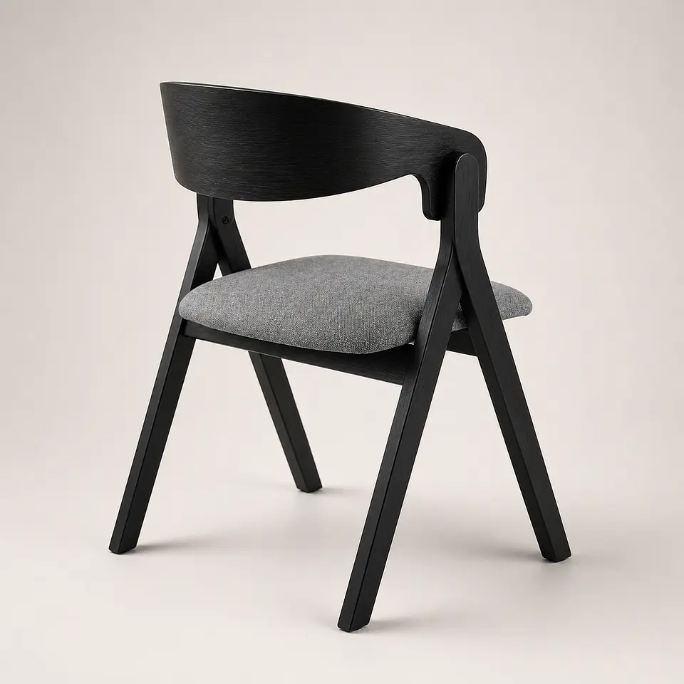 Silla Atelier de Madera y Asiento Acolchado de Lino 12