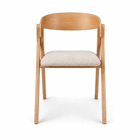Silla Atelier de Madera y Asiento Acolchado de Lino
