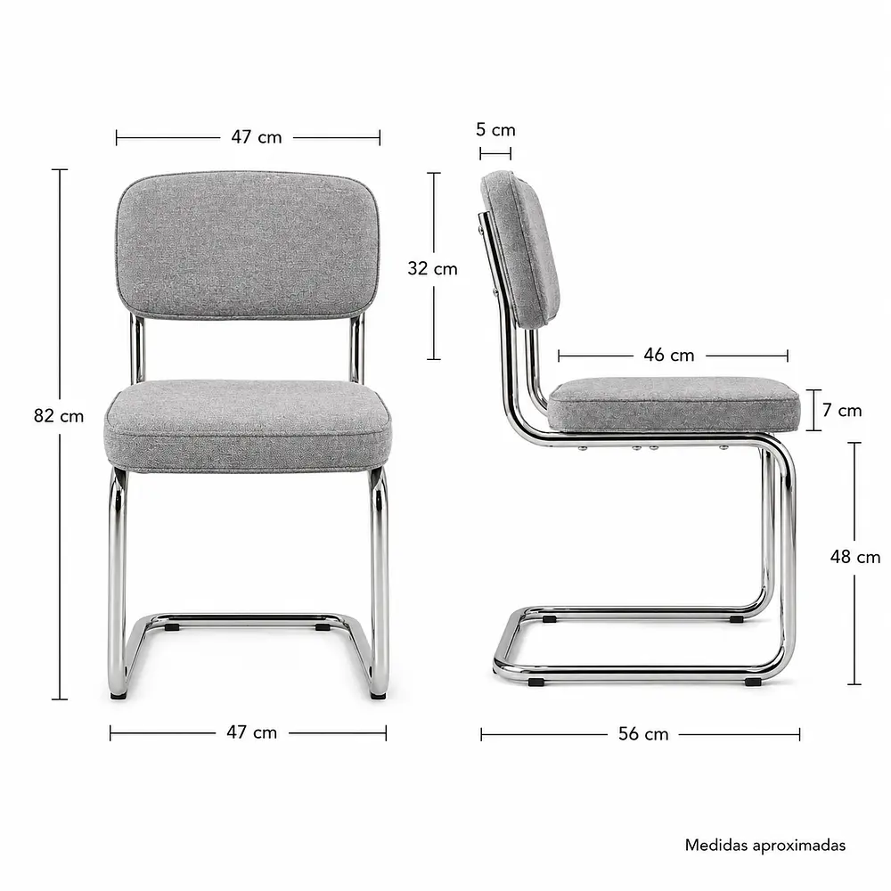 Silla Breuer Acolchada de Lino 7