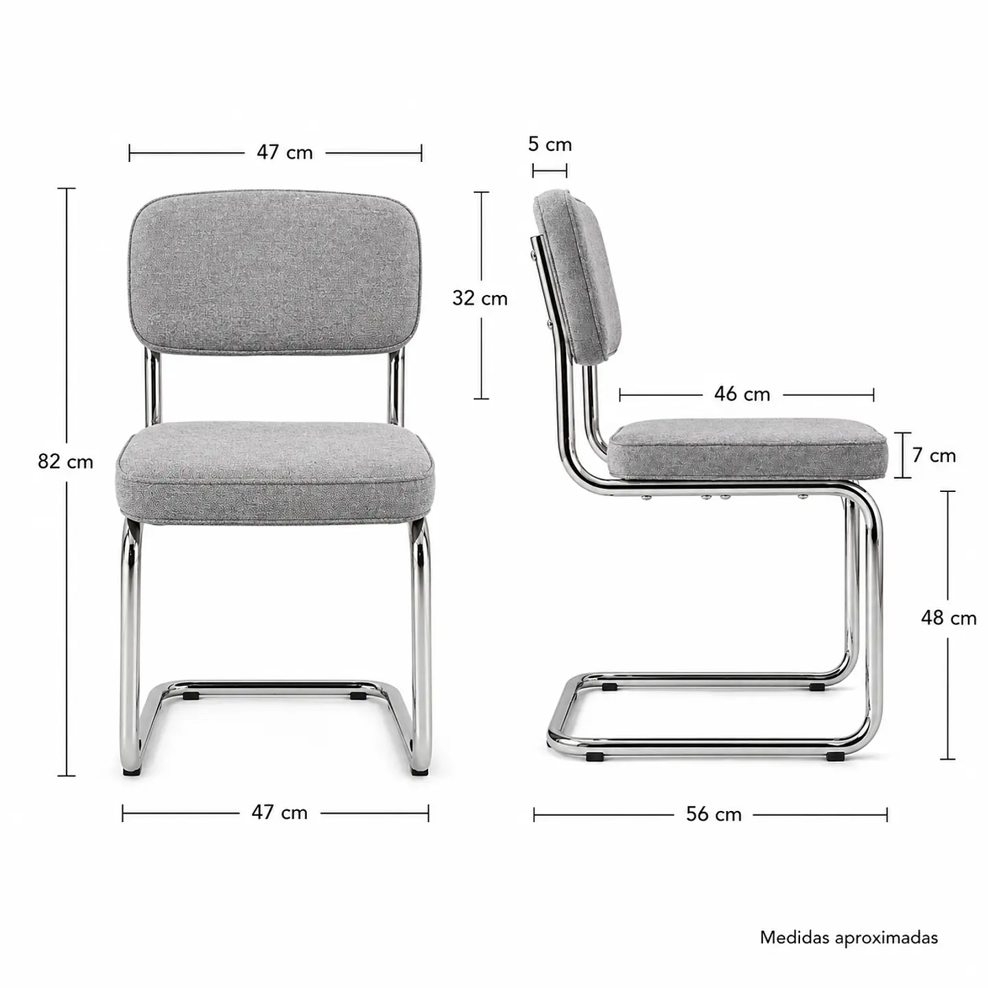Silla Breuer Acolchada de Lino 7