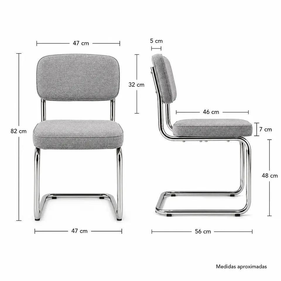 Silla Breuer Acolchada de Lino 7