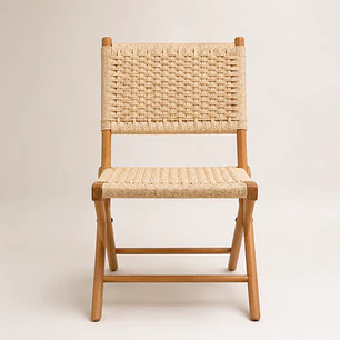 Silla Plegable Nido de Madera y Ratán