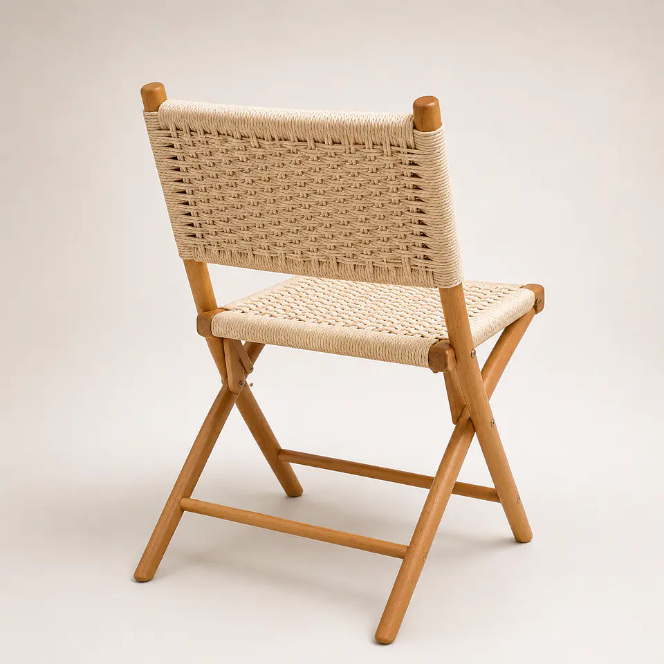 Silla Plegable Nido de Madera y Ratán 5