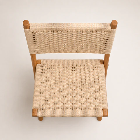 Pack de 2 Sillas Plegables Nido de Madera y Ratán